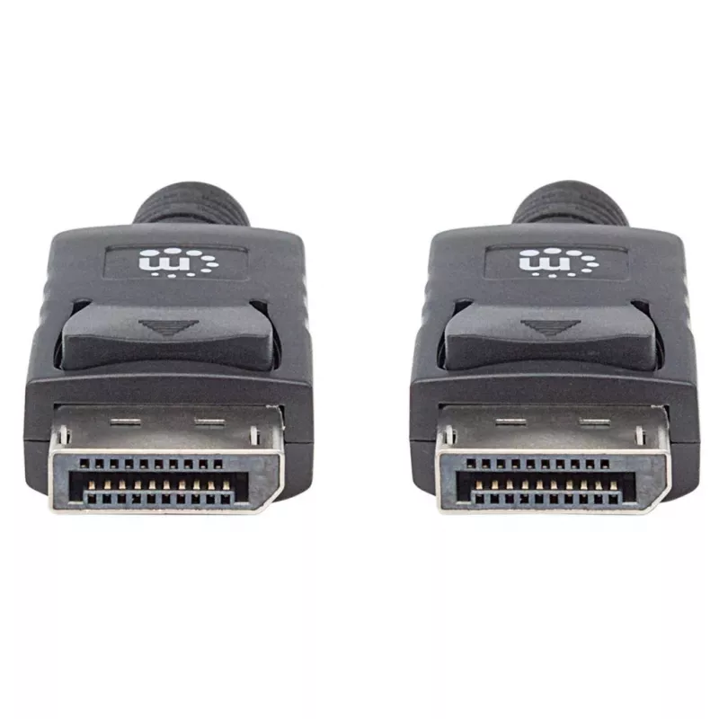 Manhattan DisplayPort 1.2 kabelis, 4K@60Hz, 1m, Vīrietis-Vīrietis, ar fiksatoriem, pilnībā ekranēts, melns, mūža garantija, ekvivalents DISPL1M