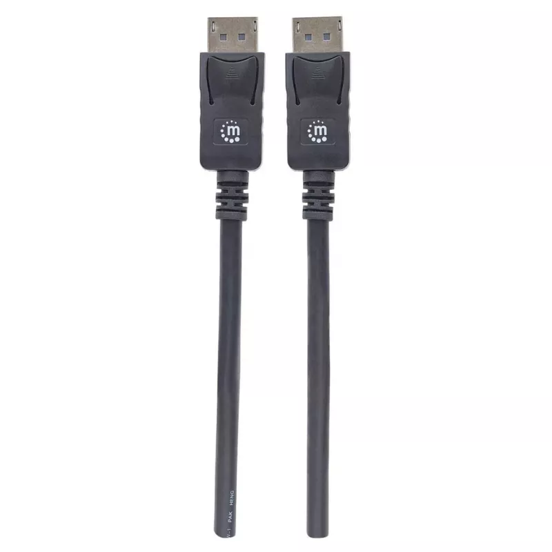 Manhattan DisplayPort 1.2 kabelis, 4K@60Hz, 1m, Vīrietis-Vīrietis, ar fiksatoriem, pilnībā ekranēts, melns, mūža garantija, ekvivalents DISPL1M