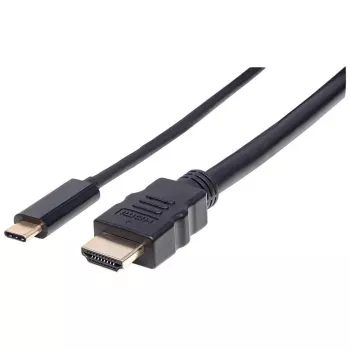 Manhattan USB-C uz HDMI kabelis, 4K@30Hz, 2m, Melns, Vīrietis-Vīrietis, Trīs gadu garantija