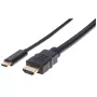 Manhattan USB-C uz HDMI kabelis, 4K@30Hz, 2m, Melns, Vīrietis-Vīrietis, Trīs gadu garantija