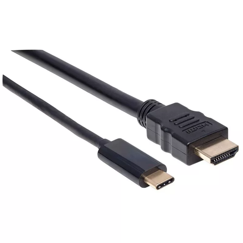 Manhattan USB-C uz HDMI kabelis, 4K@30Hz, 2m, Melns, Vīrietis-Vīrietis, Trīs gadu garantija