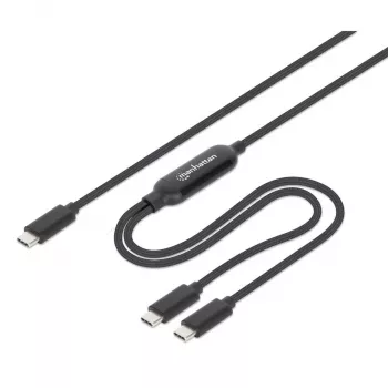Manhattan Dual USB-C uzlādes kabelis, 100W, 2m, vīrietis uz diviem vīriešiem, Smart Power Splitter