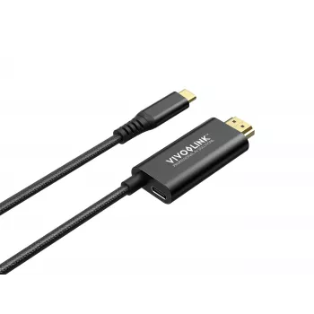 VivoLink USB-C uz HDMI kabelis ar 100W jaudas padevi, modelis PROUSBCHDMIMM2-CHARGE