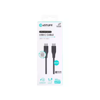 eSTUFF ES604180 USB kabelis USB 2.0 1 m USB-C Melns