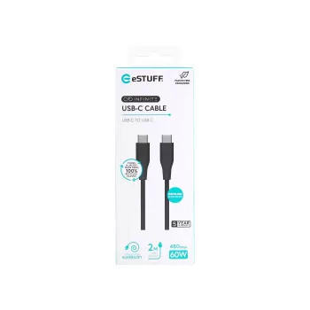 eSTUFF ES604280 USB kabelis USB 2.0 2 m USB-C Melns