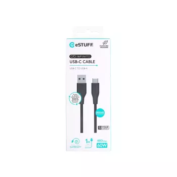 eSTUFF ES605180 USB kabelis USB 2.0 1 m USB-C USB-A Melns