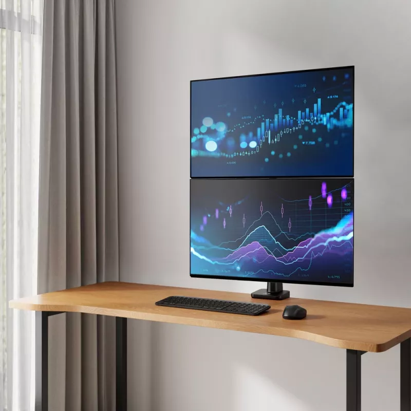 ACT monitoru roka 49 collu biroja premium, gāzes atspere, staba stiprinājums, 2 monitoriem