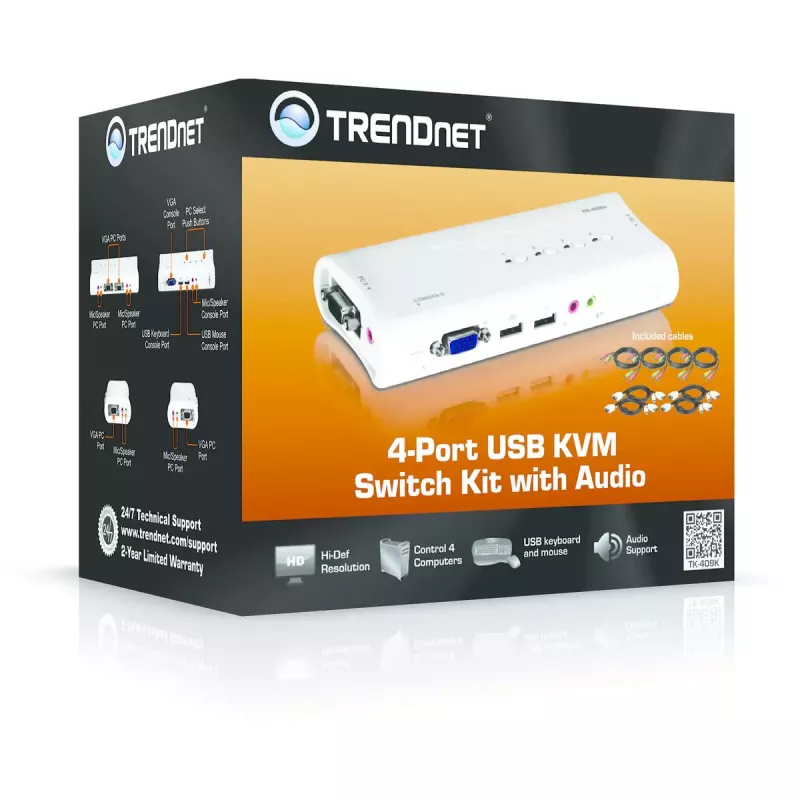KVM slēdzis Trendnet TK-409K 4 portu USB VGA 2048x1536 1.6m vads Zils