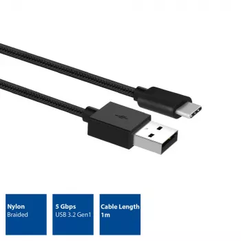 ACT USB 3.2 Gen1 uzlādes/datu kabelis A ligzda - C ligzda 1 m, neilona pīts