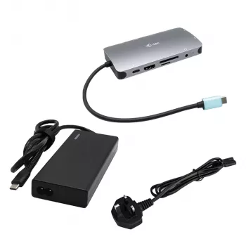 i-tec Metal USB-C Nano Dokstacija HDMI/VGA ar LAN + Universāls Lādētājs 77 W