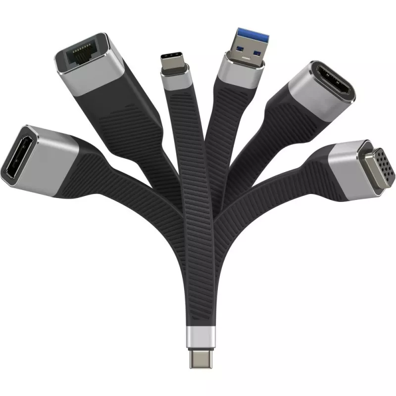 Techly ICOC USBC-RJ45 tīkla kabelis, 0.144 m, melns