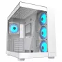 PC Midi Tower korpuss Cougar FV150 ARGB Balts — ATX/Micro-ATX/Mini-ITX, 3x120mm priekšā, 1x120mm aizmugurē, 2x3.5 collu + 2x2.5 collu vietas, USB 3.2 Gen1