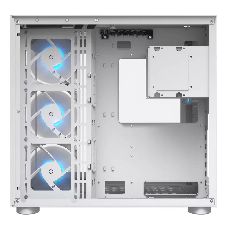 PC Midi Tower korpuss Cougar FV150 ARGB Balts — ATX/Micro-ATX/Mini-ITX, 3x120mm priekšā, 1x120mm aizmugurē, 2x3.5 collu + 2x2.5 collu vietas, USB 3.2 Gen1