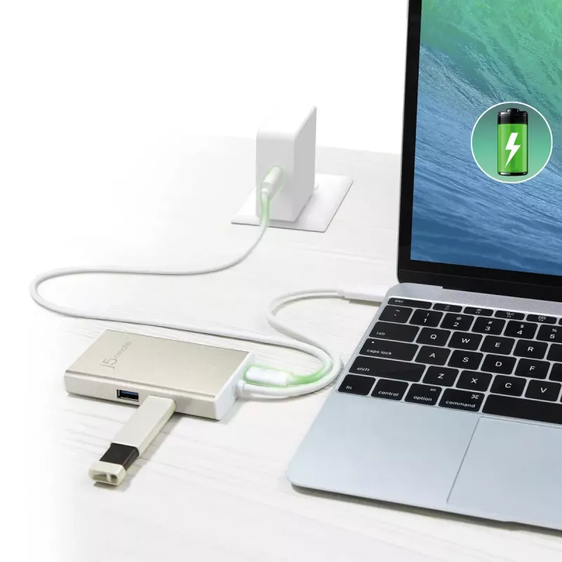 USB-C daudzfunkciju adapteris j5create JCA374-N, vadu, 60W, 4K