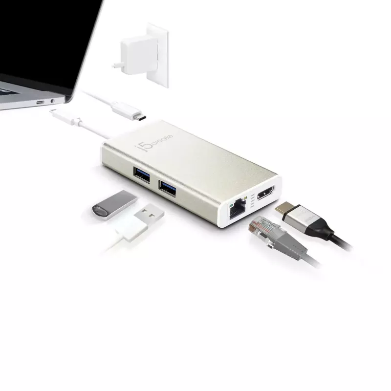 USB-C daudzfunkciju adapteris j5create JCA374-N, vadu, 60W, 4K