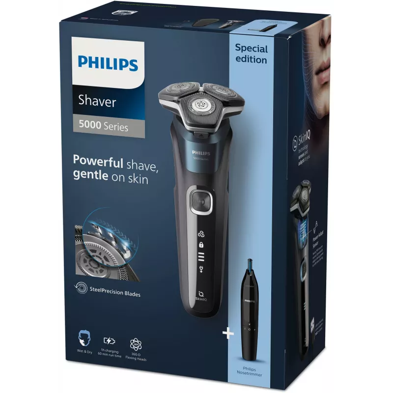 Philips SHAVER Series 5000 S5889/11 elektriskais skuveklis, slapjā/sausā skūšana, rotējošs, SteelPrecision asmeņi