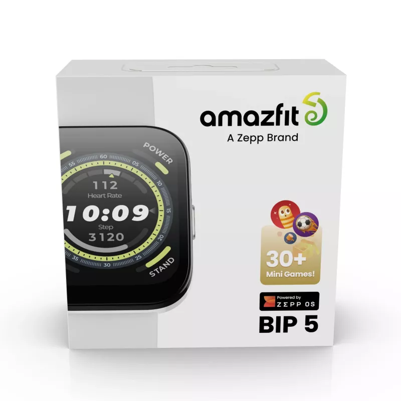 Amazfit Bip 5 4,85 cm (1,91 collu) TFT 45,9 mm Digitāls 320 x 380 pikseļi Skārienekrāns Balts GPS (satelīts)