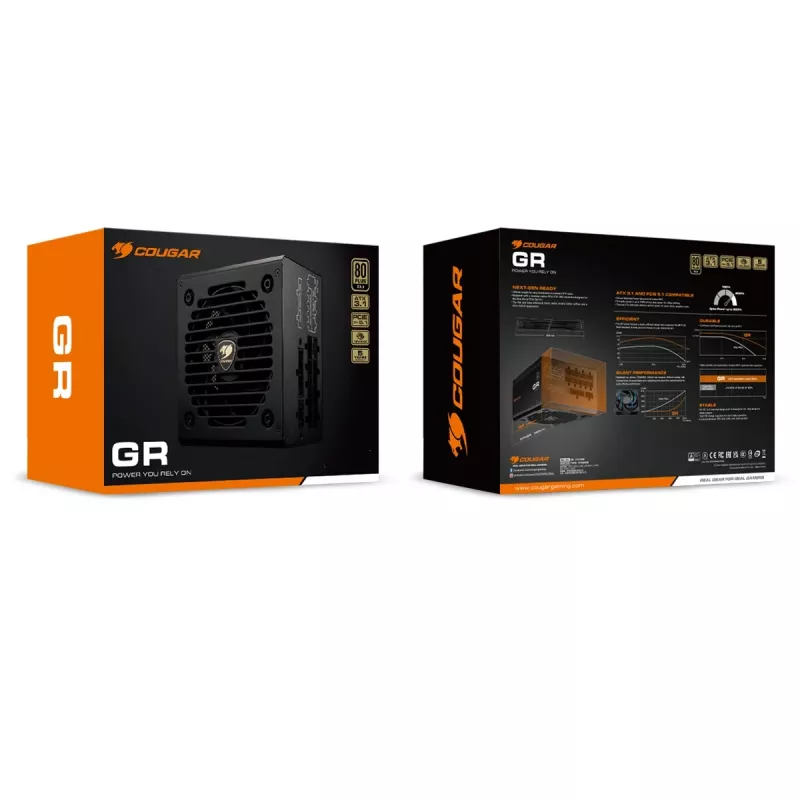 COUGAR GR 750W ATX3.1/PCIE 5.1 / 80 Plus Gold barošanas bloks, 750 W, 100-240 V, 50/60 Hz, 10 A