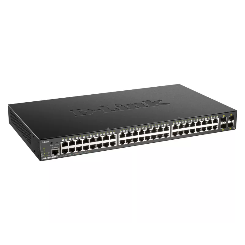 D-Link 48-portu Gigabit pārvaldāms slēdzis ar 4 x 10G SFP+, 370W PoE