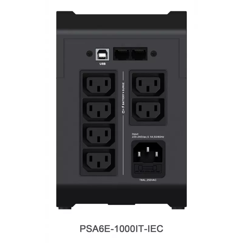 Vertiv PowerUPS 200 Essential PSA6E-1000IT-IEC, 1000VA/525W, Line-Interactive, 1 kVA, 525 W, sinus, 140 V, 290 V
