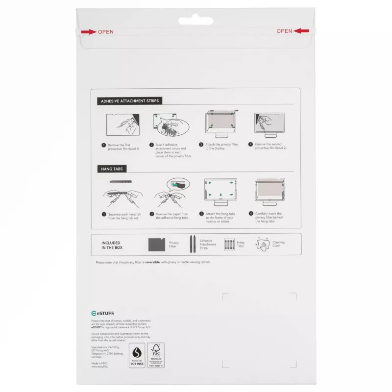 eSTUFF GLBE12294175 privātuma filtrs 31,8 cm (12,5 collu) klēpjdatoram, bezrāmja