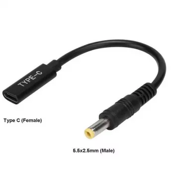 CoreParts MBXUSBC-CO0005 USB C uz 5.5*2.5mm adapteris melns