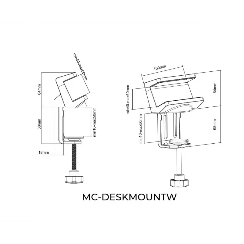 MicroConnect MC-DESKMOUNTW galda skava strāvas sloksnēm