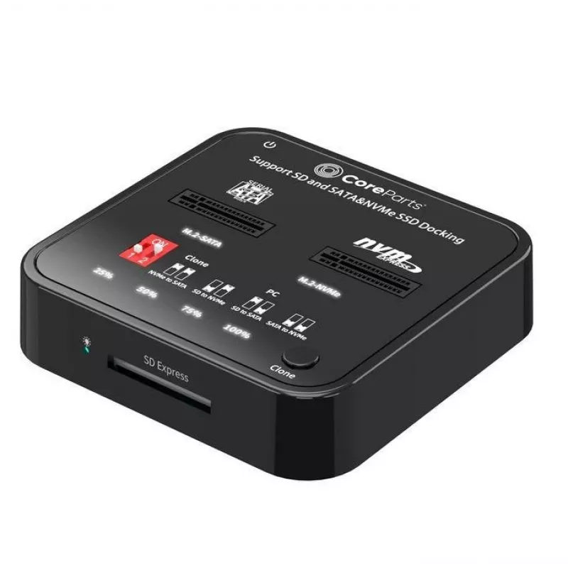 Mediju dublētājs CoreParts MS-CLONER-M2-SD Melns USB Type-C M.2