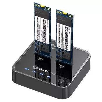 CoreParts MS-CLONER-NVME M.2 NVMe doku stacija ar klonēšanas funkciju, USB 3.2 Gen 2 Type-C, melna