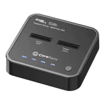 CoreParts MS-CLONER-NVME M.2 NVMe doku stacija ar klonēšanas funkciju, USB 3.2 Gen 2 Type-C, melna