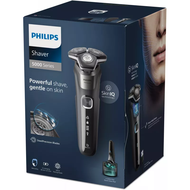 Philips SHAVER Series 5000 S5887/70 elektriskais skuveklis, slapjai un sausai skūšanai, SteelPrecision asmeņi