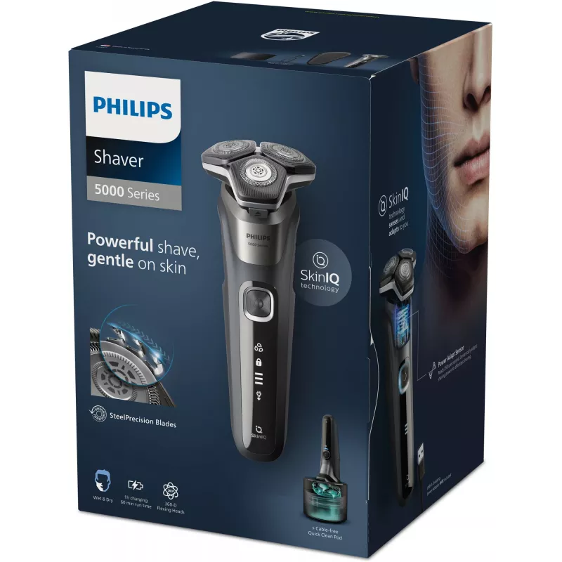 Philips SHAVER Series 5000 S5887/70 elektriskais skuveklis, slapjai un sausai skūšanai, SteelPrecision asmeņi