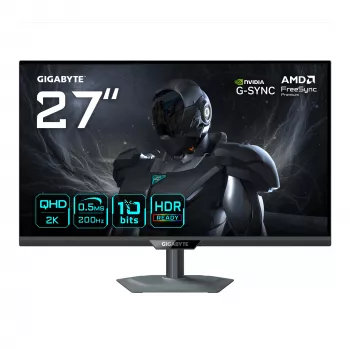 GIGABYTE G27Q20 27” QHD spēļu monitors - 2560 x 1440, 200Hz, 0,5ms, 350 cd/m², G-Sync saderīgs, FreeSync Premium, HDR10, HDMI 2.0, Displayport 1.4