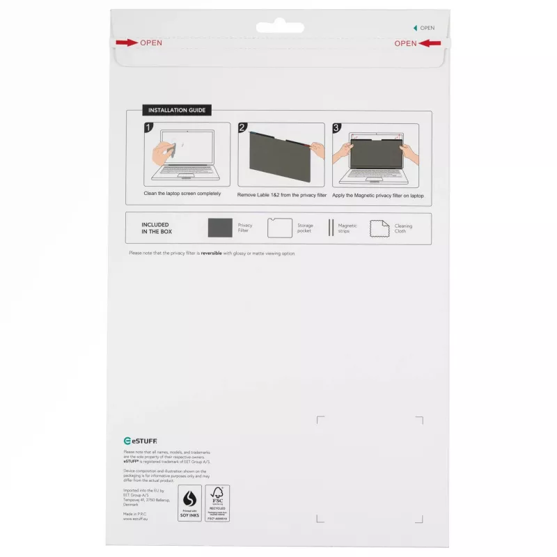 eSTUFF GLBM13293190-ITH privātuma filtrs 33,8 cm (13,3 collas) klēpjdatoram bez rāmja