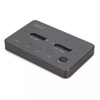 Ārējā NVMe M.2 SSD klonēšanas stacija DIGITUS DA-71545-1, USB 3.1 Gen2 Type-C, atbalsta 2 M.2 diskus, melna