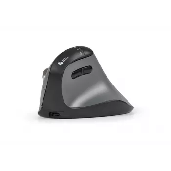 BakkerElkhuizen FastForward Pro pele, Labā roka, Vertikāls dizains, Optiskā, RF Bezvadu + Bluetooth + USB Type-C, 5000 DPI, Melna, Pelēka