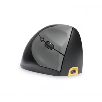 BakkerElkhuizen Handshake Mouse Right, vertikāla pele labai rokai, optiskā, RF bezvadu + Bluetooth + USB Type-C, 6400 DPI, melna, pelēka