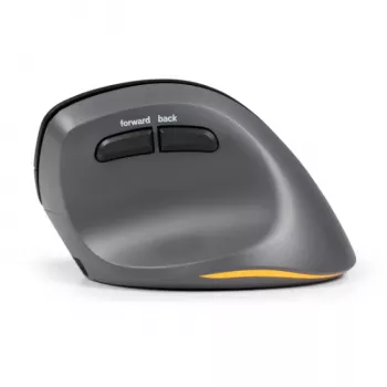 BakkerElkhuizen PRF Pro vertikālā pele labai rokai, optiska, RF Wireless + Bluetooth + USB Type-C, 2400 DPI, melna, pelēka