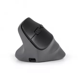 BakkerElkhuizen PRF Pro vertikālā pele kreisajai rokai, kreilis, vertikāls dizains, optiskā, RF Wireless + Bluetooth + USB Type-C, 2400 DPI, melna, pelēka