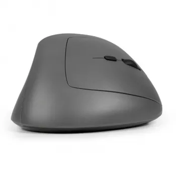 BakkerElkhuizen MidWay pele labai rokai, vertikāls dizains, optiska, RF Bezvadu + Bluetooth + USB Type-C, 2400 DPI, Pelēka, Melna