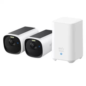 IP ložu drošības kamera Anker Eufy eufyCam E40 2-Kameru komplekts ar HomeBase S280, āra, 2688×1520 px, 130° skata leņķis, sienas stiprinājums