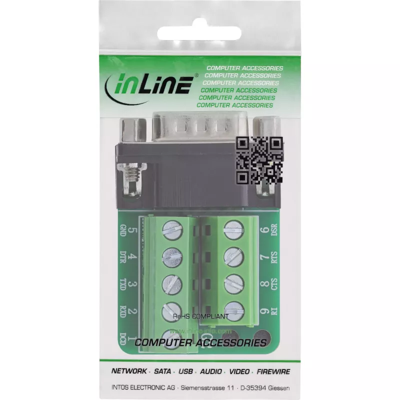 InLine 92501F savienotājs Spaiļu bloks / D-Sub 9 Melns, Zaļš