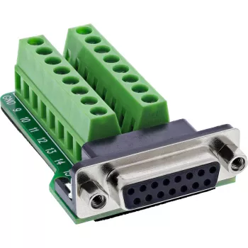 InLine 92502A spaiļu bloks / D-Sub 15, melns, zaļš