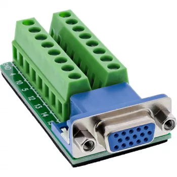InLine 92503A VGA (HD15) spaiļu bloks, sievišķais savienotājs, zils/zaļš