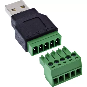 InLine 92504A USB-A uz spaiļu bloku adapteris, 5-pin, Melns/Zaļš