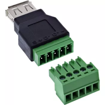 InLine 92504B USB-A uz spaiļu bloku adapteris, 5-pin, melns/zaļš