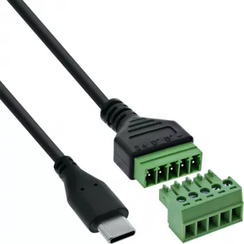 InLine 92504E USB-C / spaiļu bloka adapteris, 5-pin, melns/zaļš
