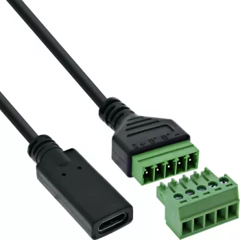InLine 92504F USB-C / spaiļu bloka adapteris, 5-pin, Melns, Zaļš