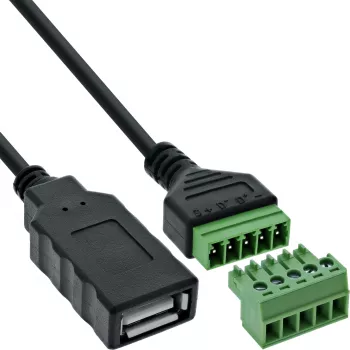 InLine 92504H USB-A savienotājs / spaiļu bloks, 5-pin, Melns, Zaļš