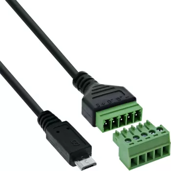 InLine 92504C Vadu savienotājs Micro USB / Spaiļu bloks, 5-pin, Melns, Zaļš